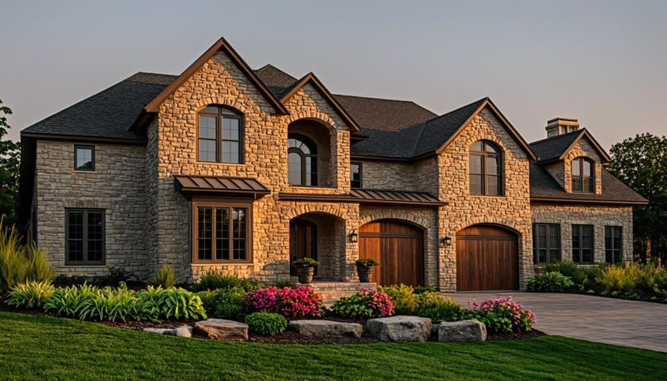 Leaside infill home with a custom wood carriage-style garage door